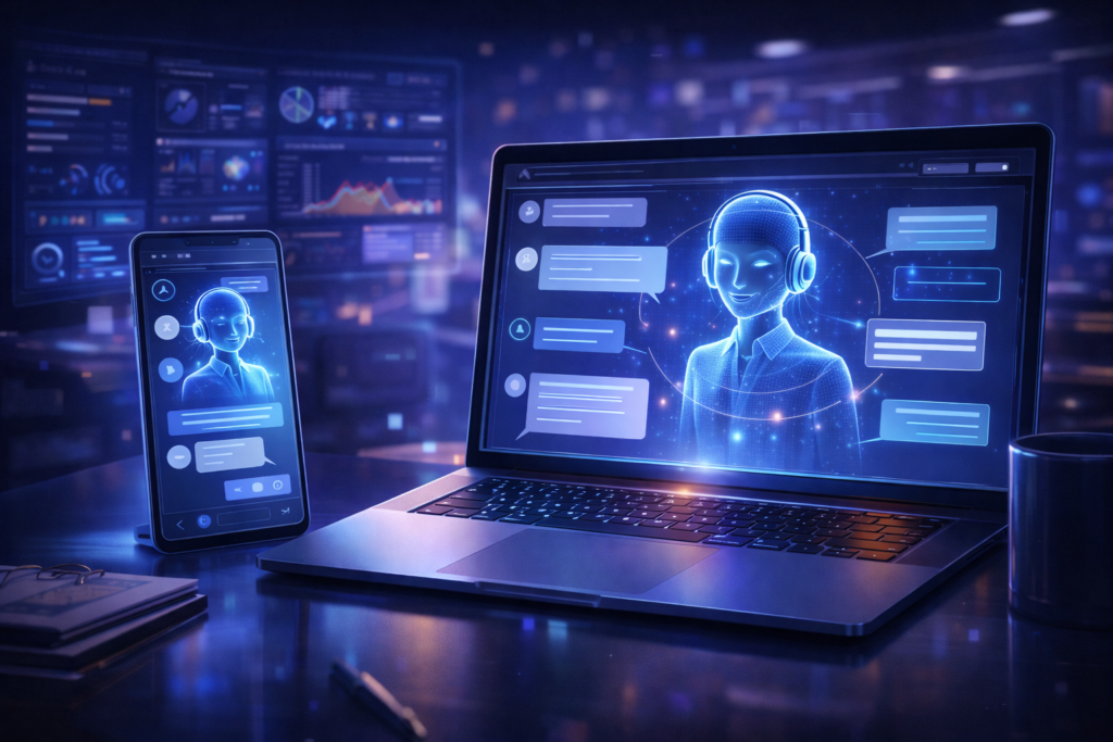 Artificial intelligence SEO optimization dashboard analyzing keywords, website rankings, and search engine performance metrics