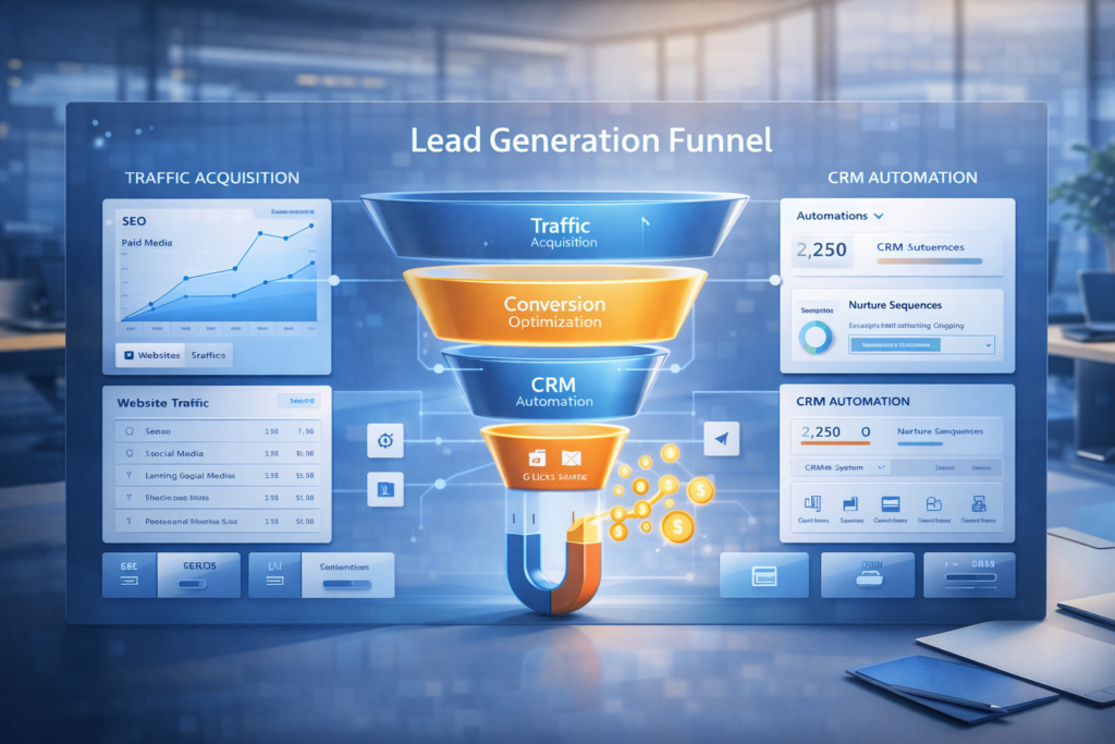 Marketing automation dashboard showing automated workflows and analytics tracking