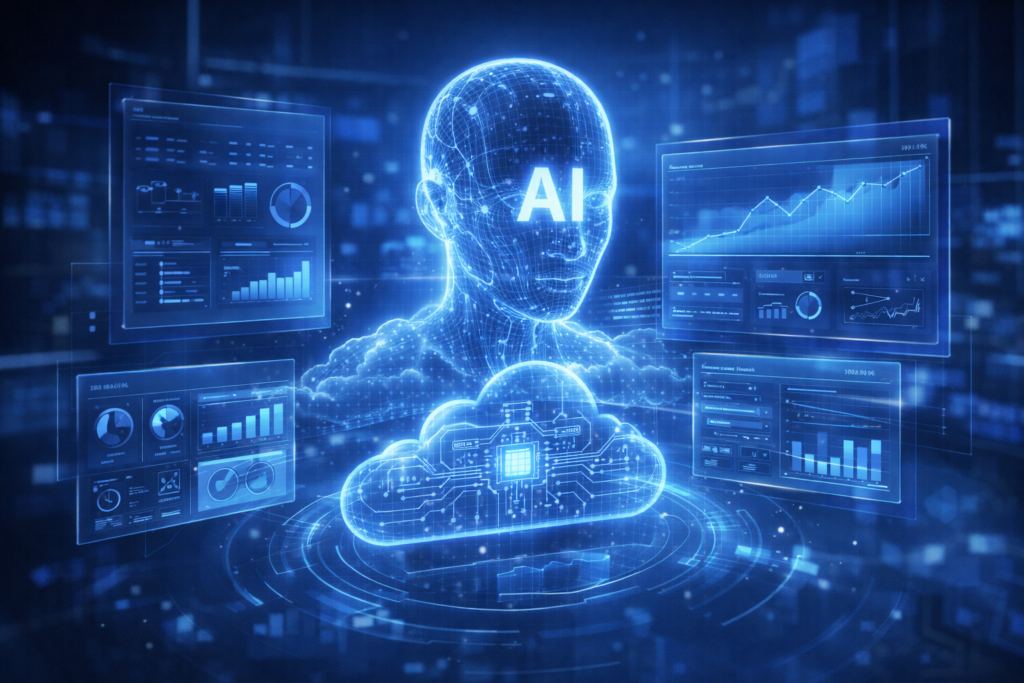 Digital marketing analytics dashboard showing ROI tracking and business growth metrics